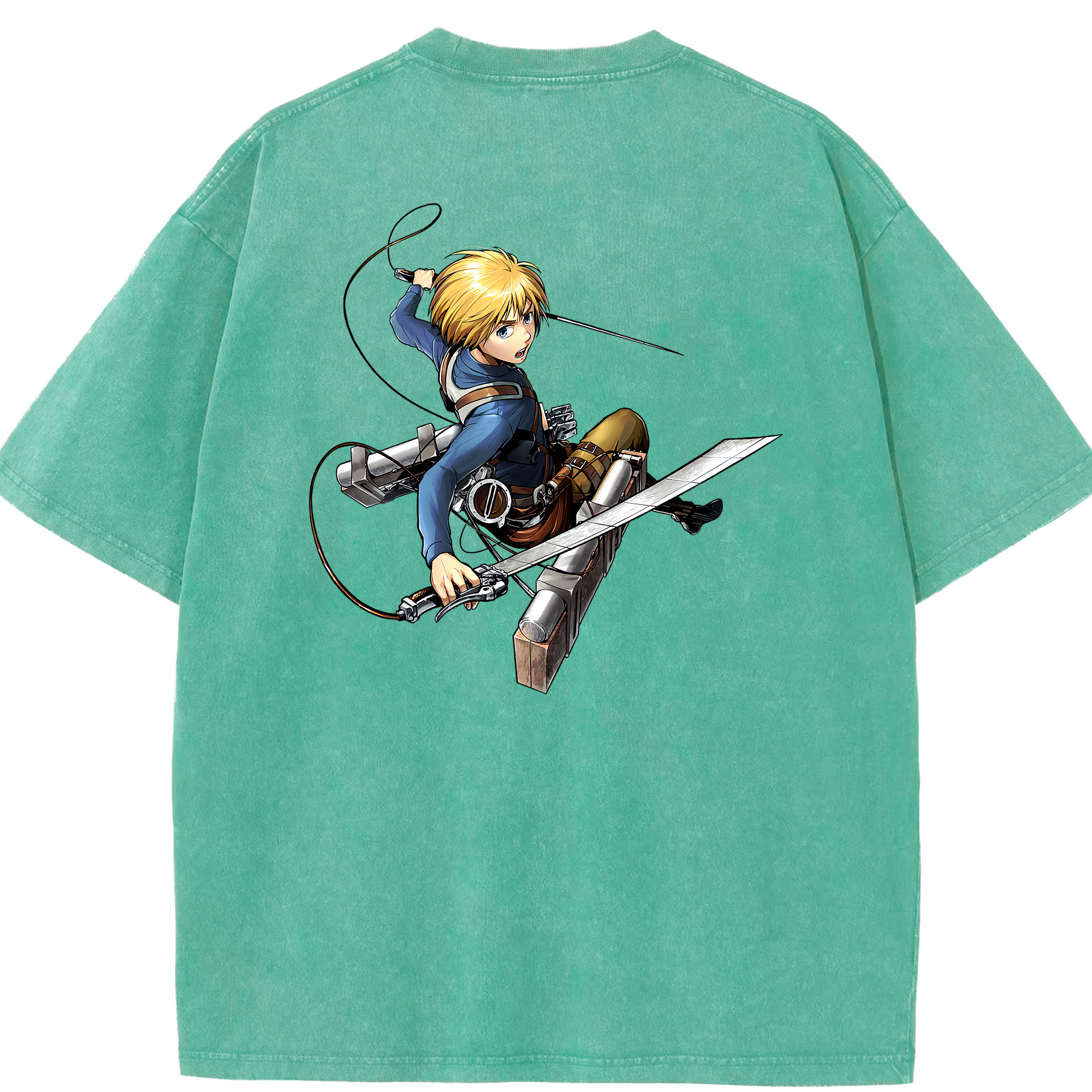 （画像用） 進撃の巨人 アルミン·アルレルト Attack on Titan Armin Arlert 綿100% ヴィンテージ風 半袖Tシャツ（背面プリント）